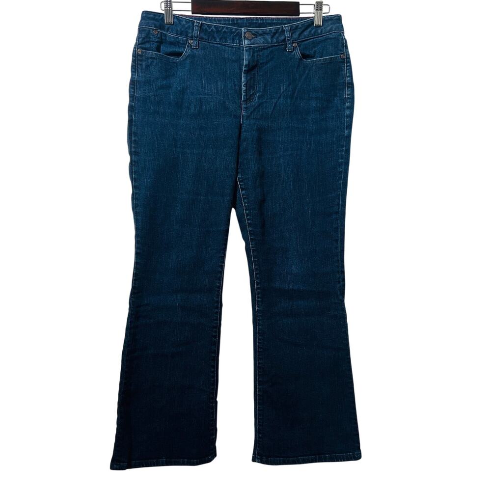 Talbots Jeans Women's Size 14P/32 Blue Curvy Bootcut Stretch Denim